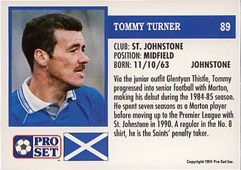 Tommy Turner (footballer) wwwsoccercardindexcomphotopro9192scot89backjpg
