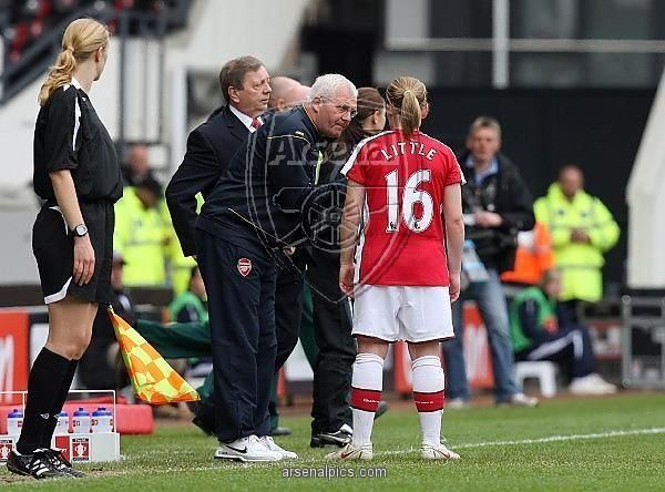 Tony Gervaise Tony Gervaise the Arsenal Assistant Manager talks to Kim Little