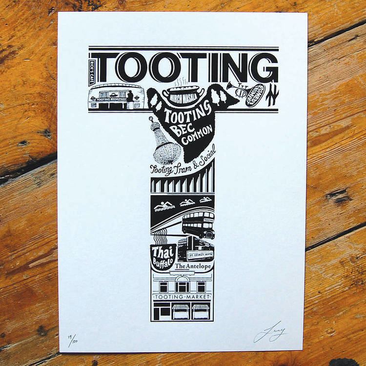 Tooting best of tooting screenprint by lucy loves this notonthehighstreetcom