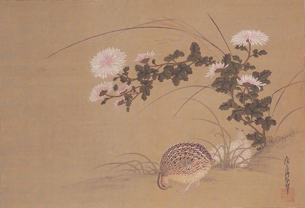 Tosa Mitsuoki Quail and Chrysanthemums Tosa Mitsuoki WikiArtorg