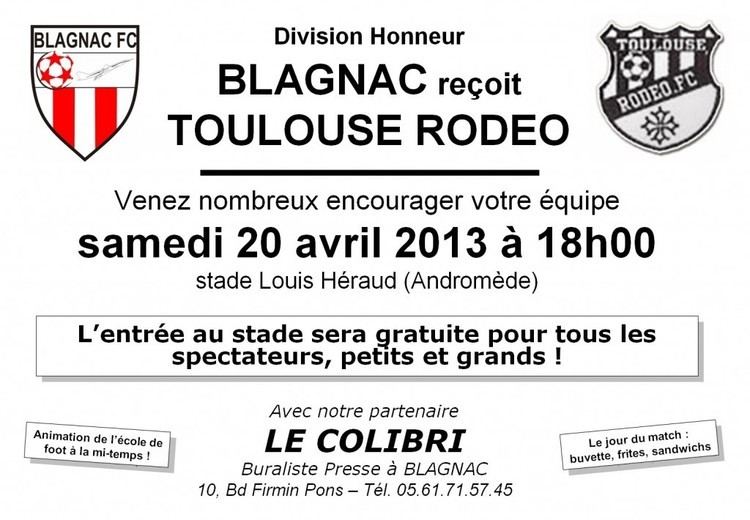 Toulouse Rodéo FC DH Blagnac Toulouse Rodo samedi 20 avril 2013 18h00