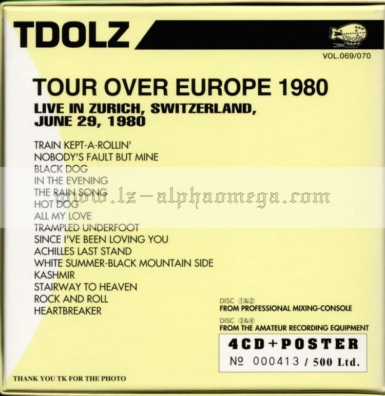 Tour Over Europe 1980 Led Zeppelin Live Tour Over Europe 1980