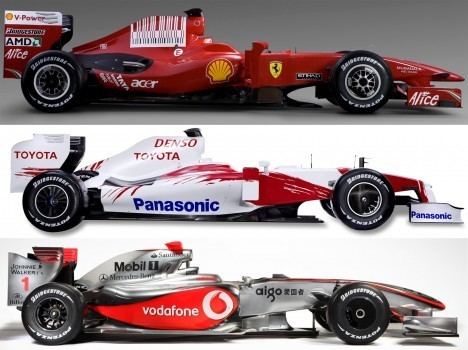 Toyota Racing 2009 McLaren Ferrari and Toyota F1 cars sidebyside Pictures