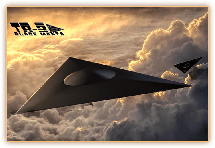 The TR-3 Black Manta, a speculated spy plane with a flying wing design.