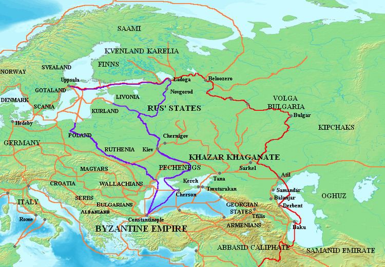 Trade route from the Varangians to the Greeks