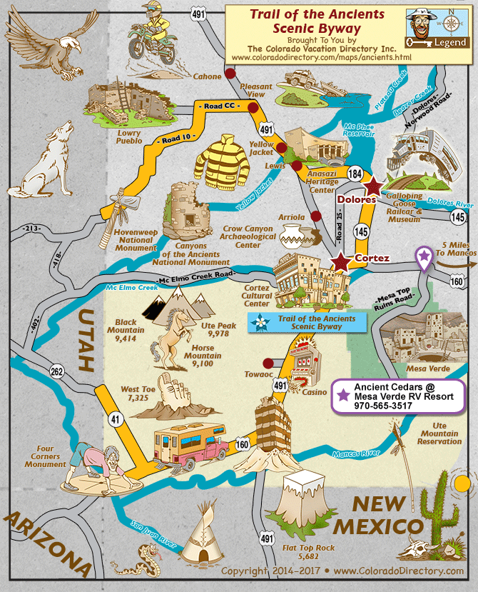 Trail of the Ancients Trail of the Ancients Scenic Byway Map Colorado Vacation Directory