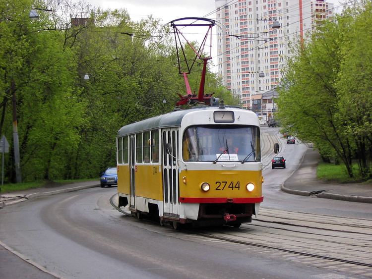 Trams in Moscow FileMoscow tram TatraT3 7 routejpg Wikimedia Commons