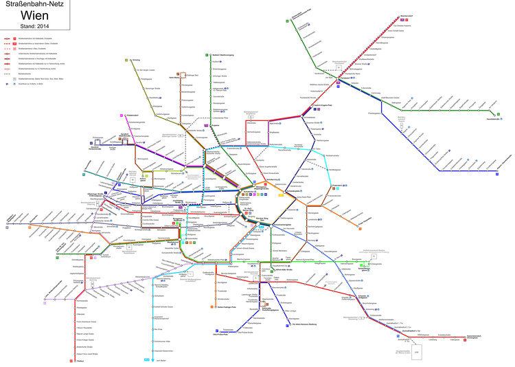Trams in Vienna Map of Vienna tram stations lines