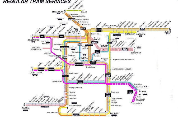 Trams in Zagreb Tram Map