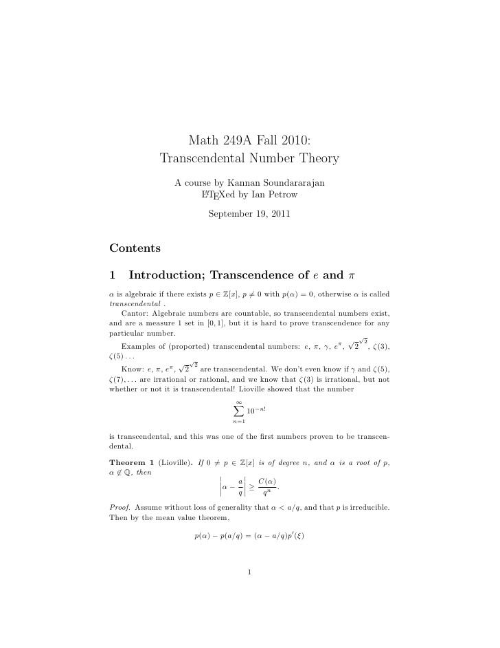 transcendental number theory