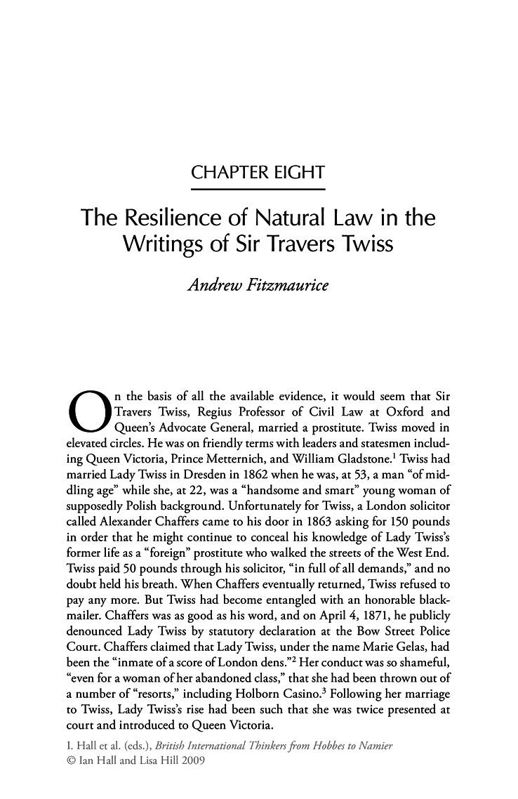 Travers Twiss The Resilience of Natural Law in the Writings of Sir Travers Twiss