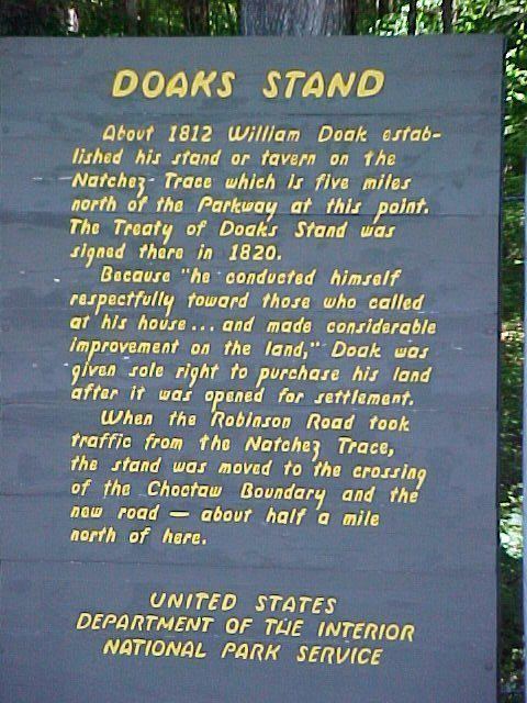 Treaty of Doak's Stand Doaks Stand on the Trace The Treaty of Doaks Stand was signed on