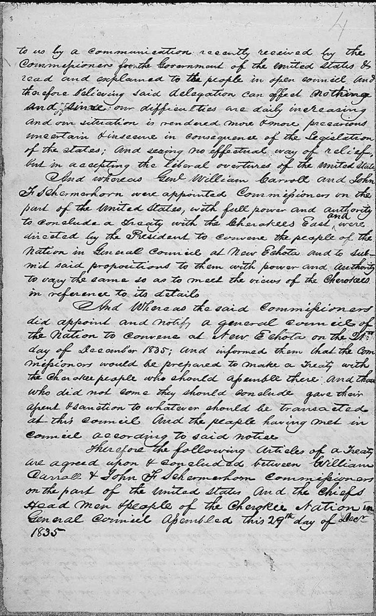 Treaty of New Echota 1835 New Echota Treaty with the Cherokee