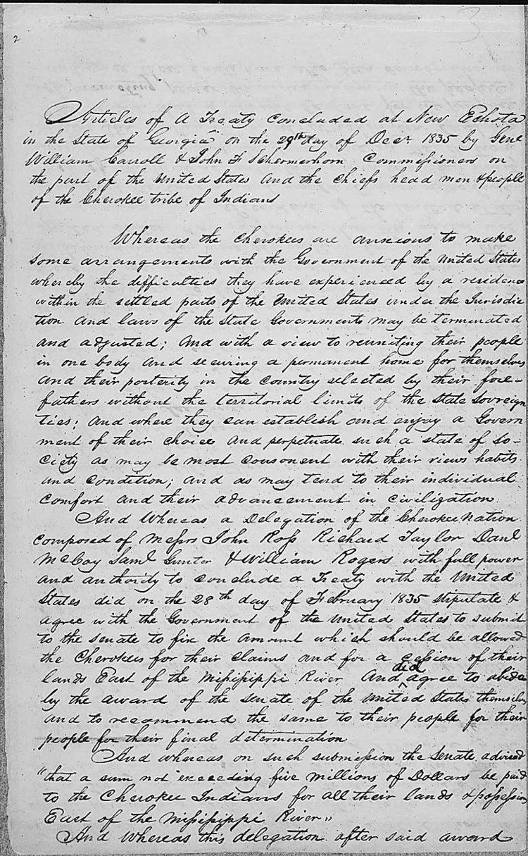 Treaty of New Echota 1835 New Echota Treaty with the Cherokee