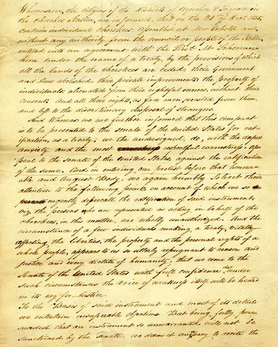 Treaty of New Echota Treaty of New Echota Rights and Responsibilities Trail of Tears