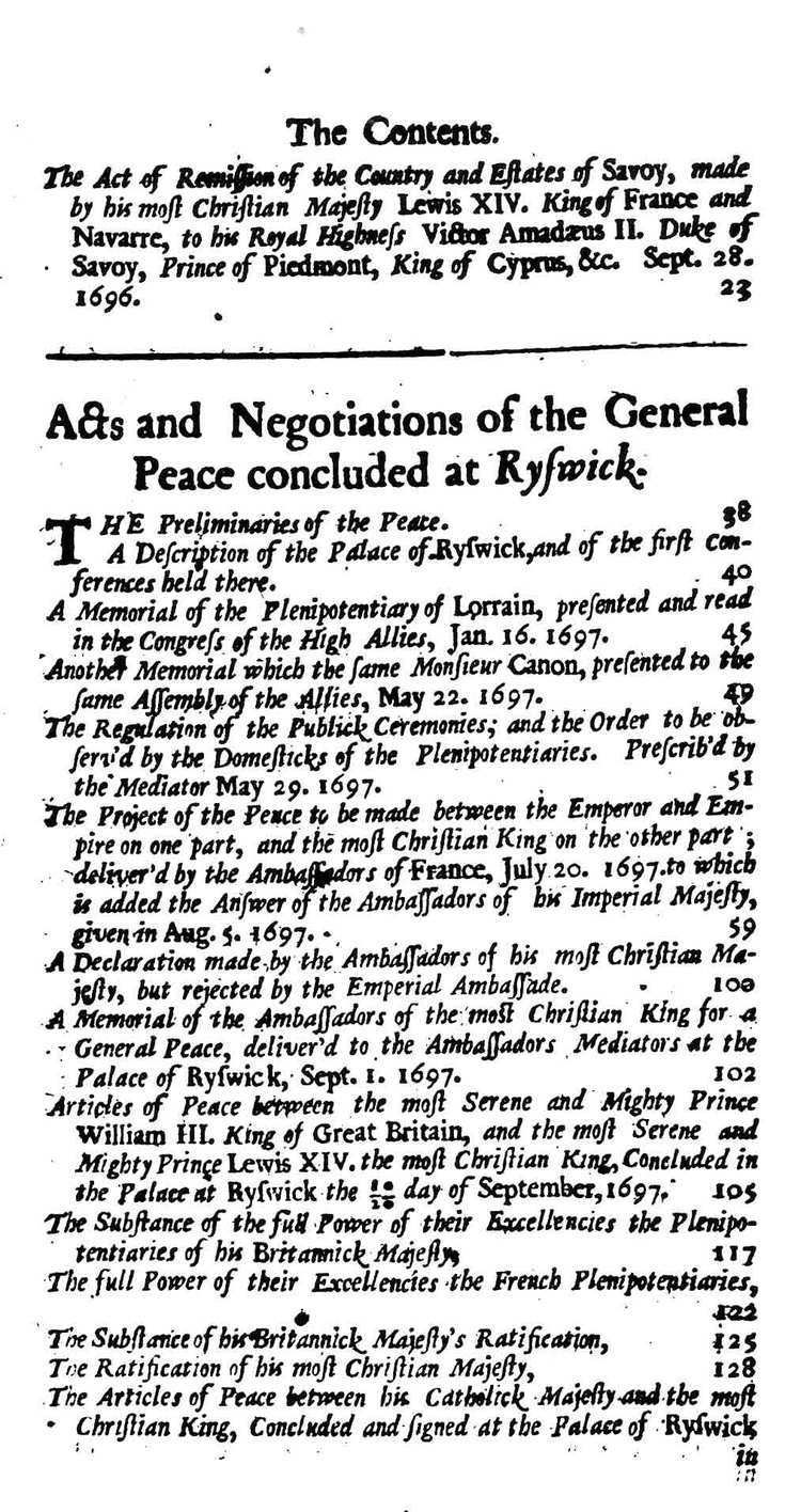 Treaty of Ryswick Ryswick Pages Check Mate