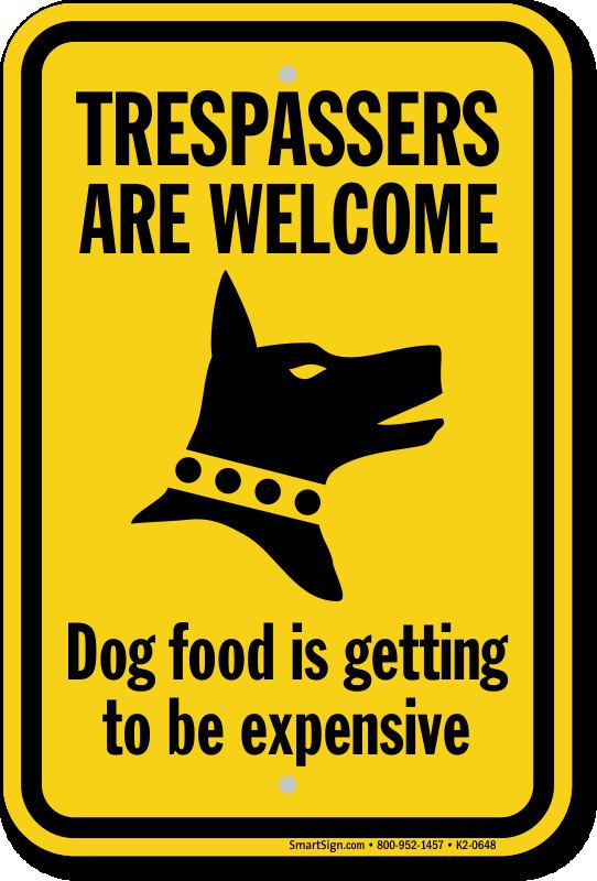 Trespasser Trespassers Are Welcome Beware Of Dog Sign SKU K20648