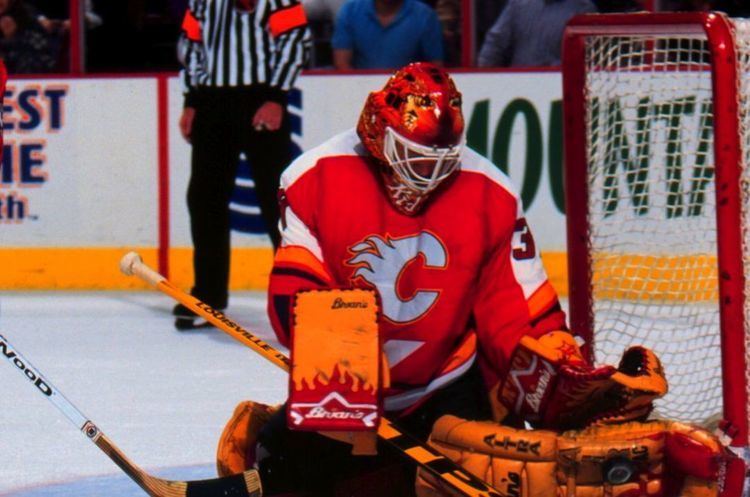 Trevor Kidd Trevor Kidd Game Used Mask Calgary Flames