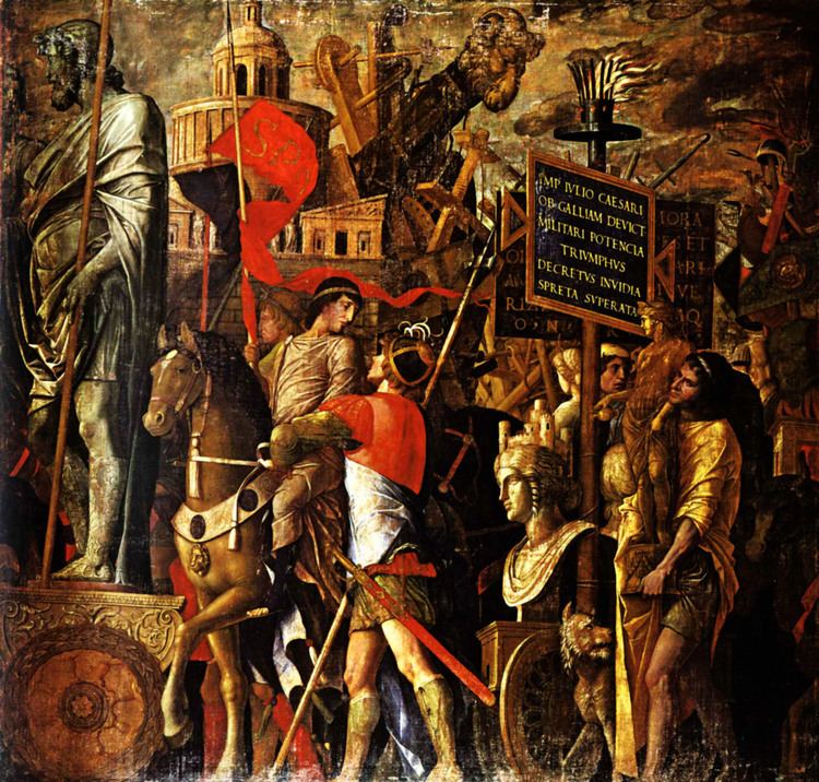 Triumphs of Caesar (Mantegna) Andrea Mantegna Triumphs of Caesar captured statues and siege