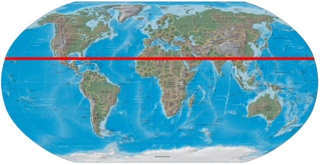 The world map showing the tropic of cancer imaginary line of latitude circling the Earth at 23.43705° north of the Equator