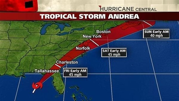 Tropical Storm Andrea (2013) Tropical Storm Andrea Bearing Down On Florida Coast The Yeshiva World