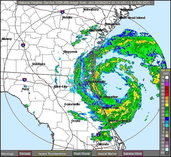 Tropical Storm Beryl (2012) Radar Images of Tropical Cyclones that affected Florida