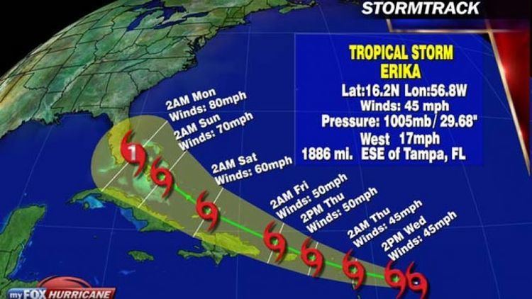 Tropical Storm Erika Tropical storm Erika could impact Florida this weekend Fox News