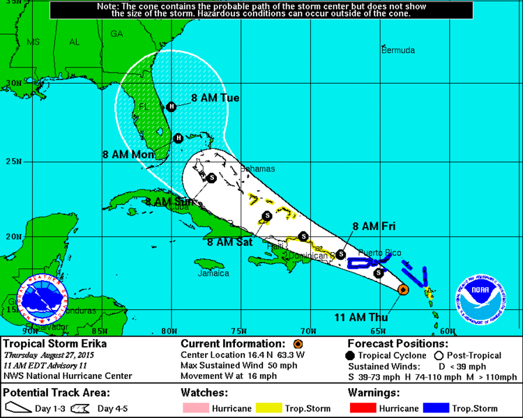 Tropical Storm Erika Uncertainty abounds for Tropical Storm Erika but Florida and