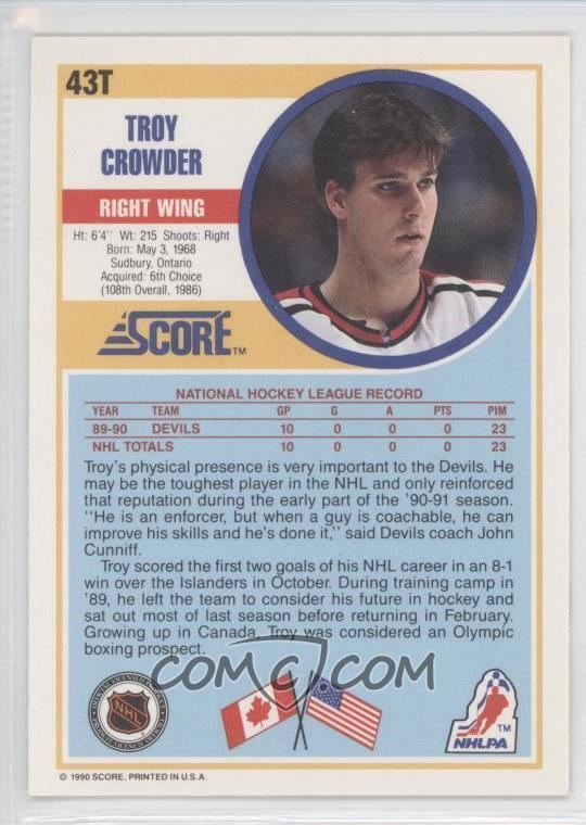 Troy Crowder 199091 Score Rookie amp Traded 43T Troy Crowder COMC