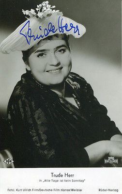 Trude Herr Trude Herr 1991 Autograph German Singer Actress Whats it worth