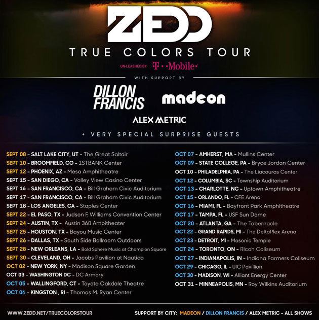 True Colors Tour (Zedd) Zedd Announces New Dates and Support for 39True Colors39 Tour