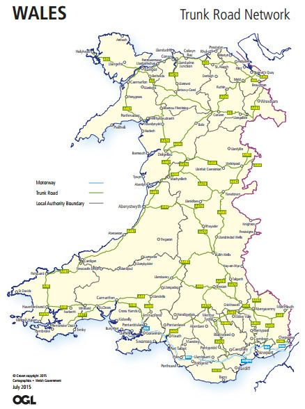 Trunk roads in Wales