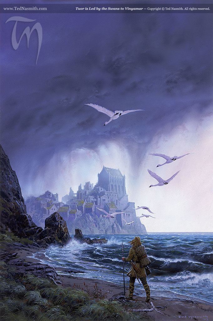 Tuor Tuor is Led by the Swans to Vinyamar Ted Nasmith