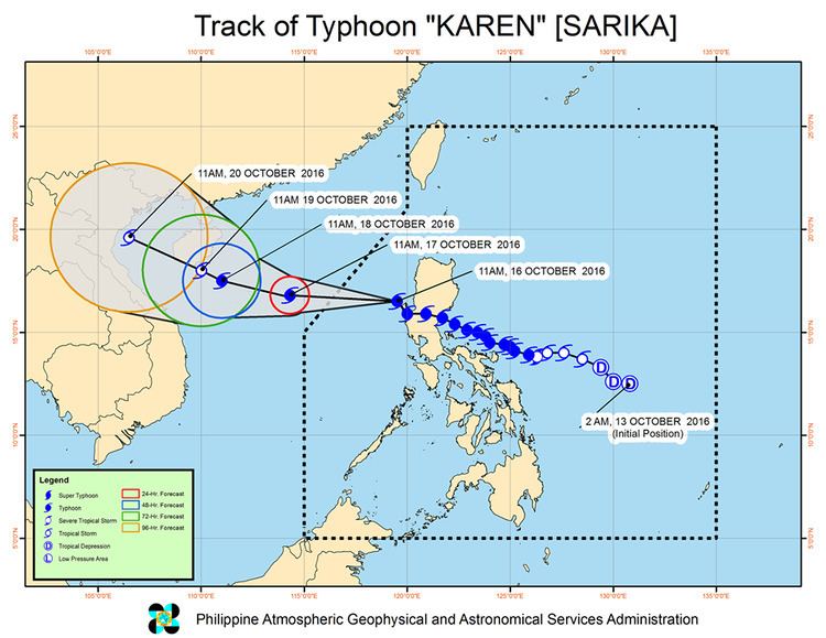 Typhoon Karen Typhoon Karen speeds up as it moves away from land