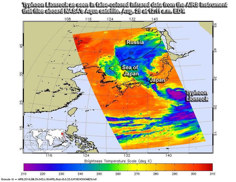 Typhoon Lionrock (2016) NASA Satellite Spies Tropical Storm Weakening Lionrock Over Hokkaido