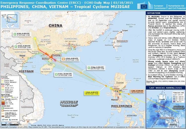 Typhoon Mujigae Overall Orange Tropical Cyclone alert for MUJIGAE15 in China from