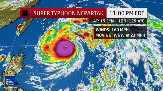 Typhoon Nepartak (2016) Super Typhoon Nepartak rapidly intensifies off Taiwan in pictures
