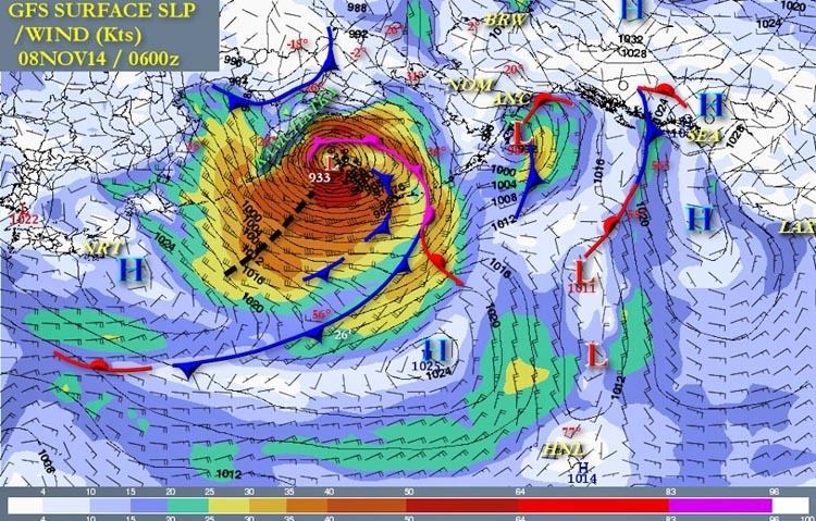 Typhoon Nuri (2014) ExTyphoon Nuri Bombs to 924 mb in Bering Sea Category 6