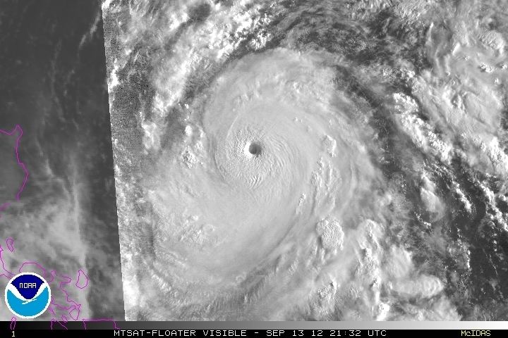 Typhoon Sanba Super Typhoon Sanba eyes Okinawa Japan and South Korea Earth
