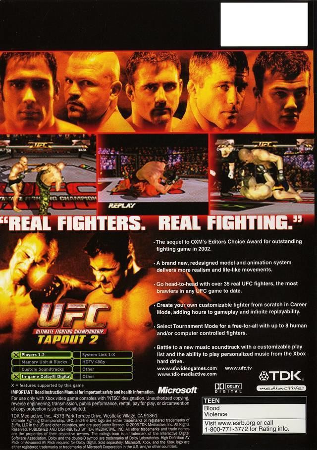 UFC: Tapout 2 UFC Tapout 2 Box Shot for Xbox GameFAQs