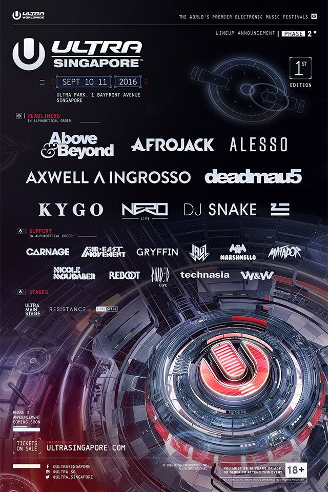 Ultra Singapore Ultra Singapore 201639s phase two lineup includes AboveampBeyond