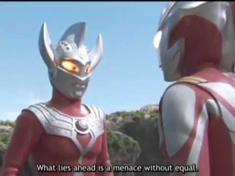 Mebius vs Imperializer in a scene from 1974 ultra series, Ultraman Taro