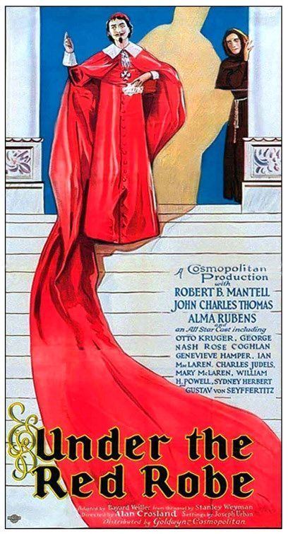 Theatrical poster for the 1923 silent film Under the Red Robe