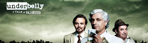 Matthew Newton, Peter O'Brien, and Roy Billing in the 2009 drama series, Underbelly: A Tale of Two Cities