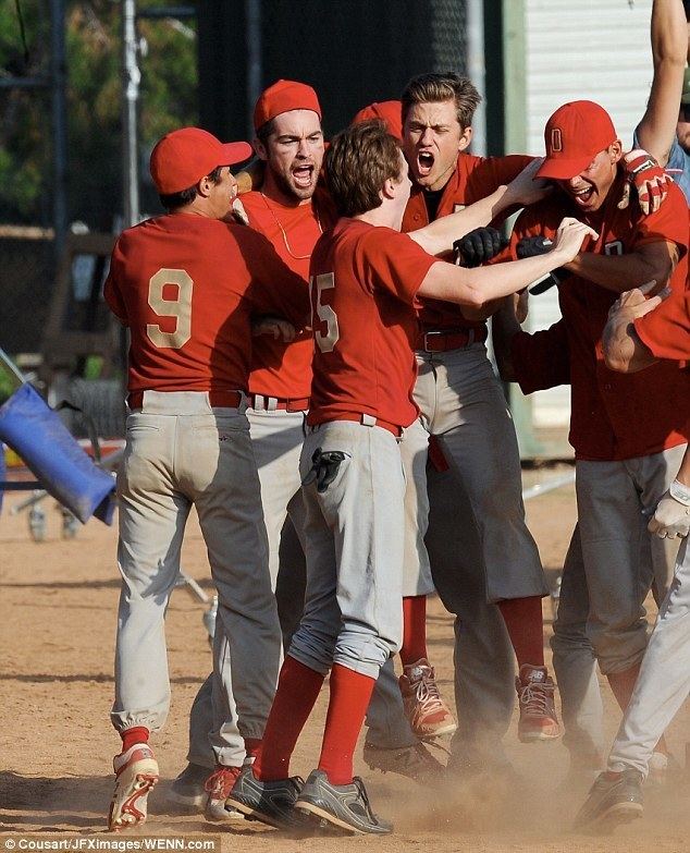 Chace Crawfords sports cuts and bruises on set of new baseball film