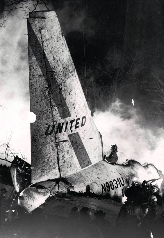 United Airlines Flight 553 The wreckage of United Airlines Flight 553 smolders in the