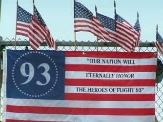 An American flag commemorating the crash of United Airlines Flight 93.
