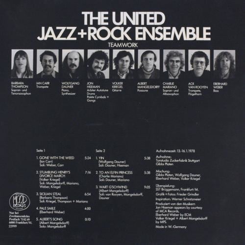 United Jazz + Rock Ensemble The United Jazz amp Rock Ensemble Teamwork 1978