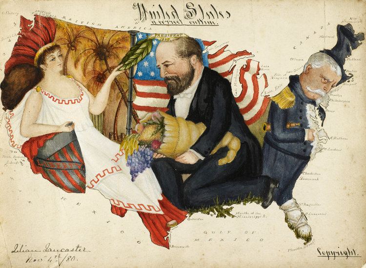 United States presidential election, 1880 Cartoon map of the 1880 US Presidential Election by Lillian