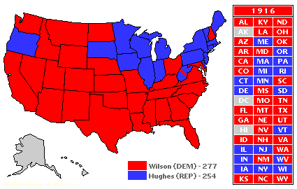 United States presidential election, 1916 President Elect 1916